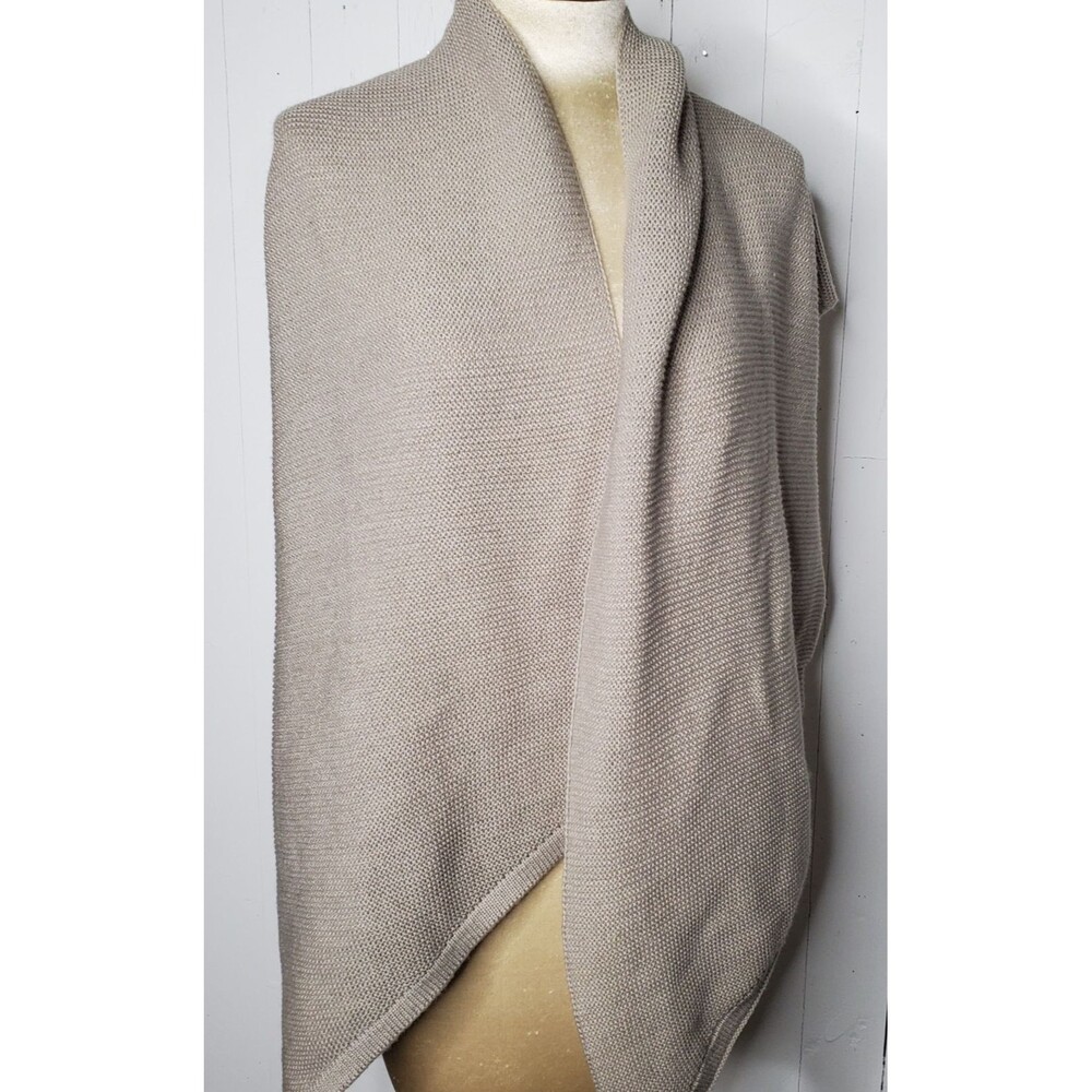 Knit Scarf Beige Rectangle Acrylic Soft Warm Tapered Gorpcore Hobbitcore 16x64"